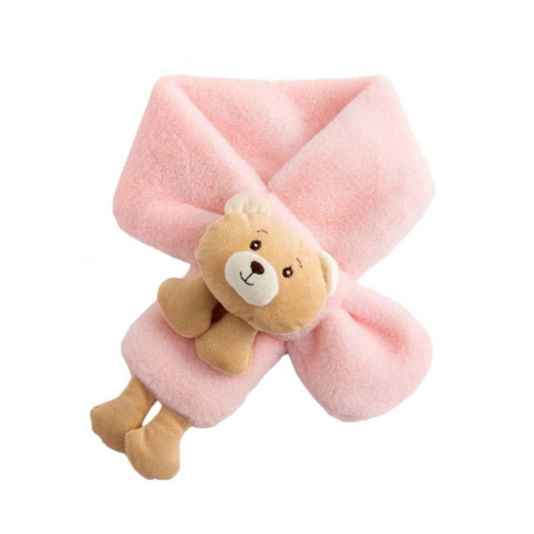 Scarf children's winter pink scarf, bear decorative plush scarf