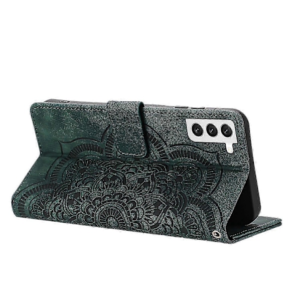 Frostat Läderfodral för Mandala Emed Retro Telefon Gree{ee} Green For Samsung Galaxy S22 5G