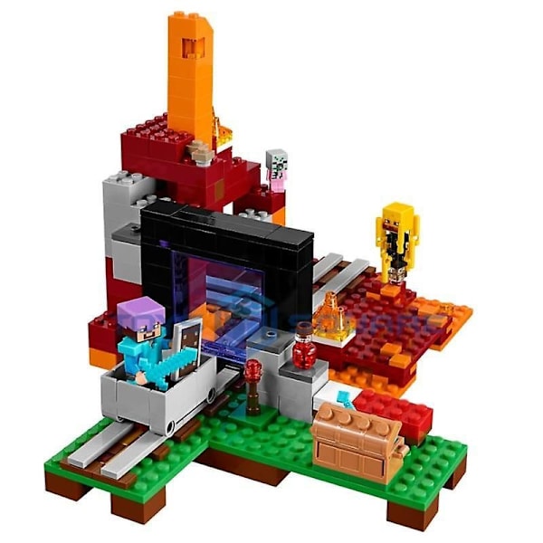 The Nether Portal Model Byggeklodser med My World Actionfigurer Mursten Sæt Gave Legetøj til Børn Drenge Piger