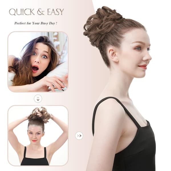 Rodet Hår Scrunchie Hårforlængelse Bølget Krøllet Scrunchie 2 STK CS4