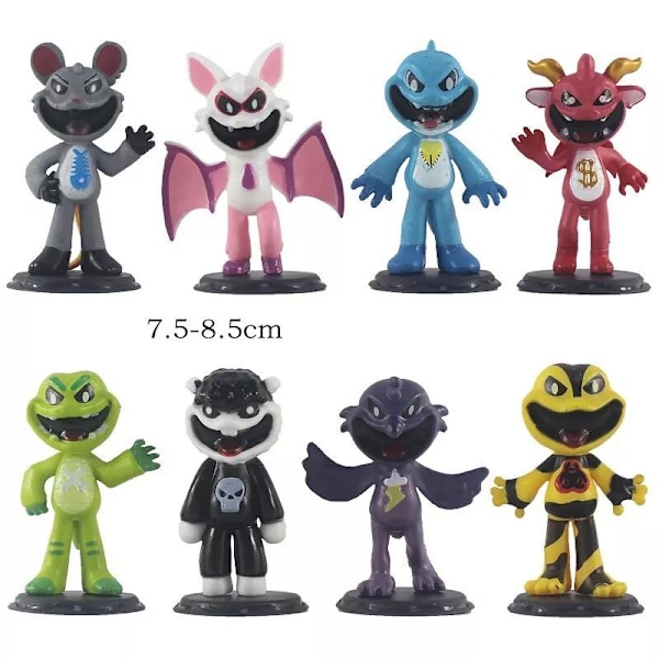 8 kpl Poppy Playtime Chapter 4 Nightmare Critters -hahmolelusetti kakunkoristeita 8PCS
