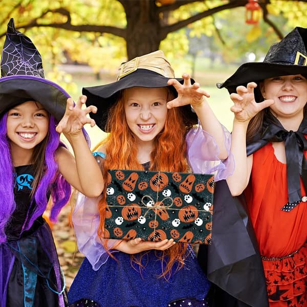 Halloween Presentpapper 20 Ark Spöklik Design Med Pumpor Döskallar Spindlar Fladdermöss För Partydekorationer 50x71 cm