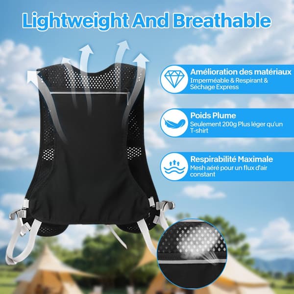 Running Vest with Hydration System and 2 Soft Flasks 500ml, Hydration Vest for Women and Men, Adjustable Breathable Backpack for Marathon Cycling