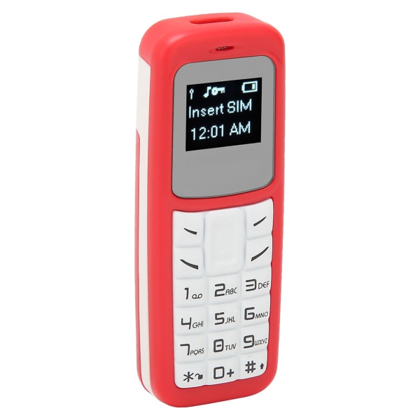Mini Mobil mobiltelefon Liten mobiltelefon Bluetooth Headset Dialer med öronkrok stöd SIM 0,66 tum Röd