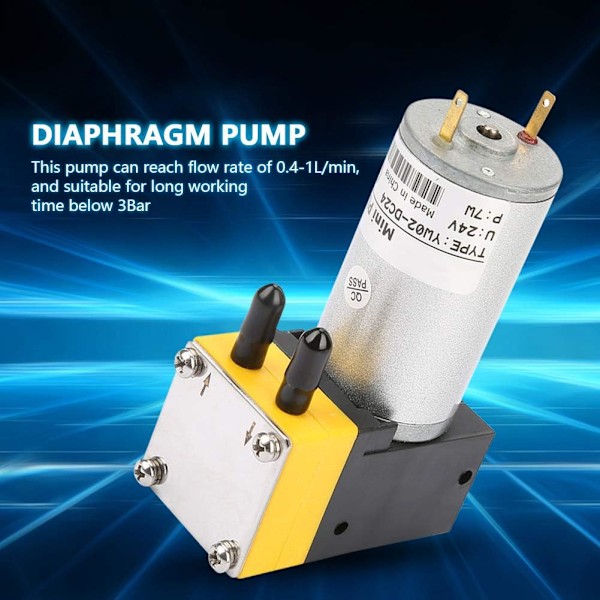 24V membranpumpe, 0,4-1L/min mini luftpumpe vakuumpumper, ultra-stille design for medisinske og kjemiske industrier, husholdningsapparater, etc.{hh]