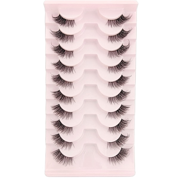 Halve Øyevipper Naturlig Look Wispy Cat-Eye Vipper 3D Løse Øyevipper Fluffy Myke 10 Par Syntetisk Fiber Fake Vipper Sett{EE}