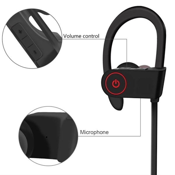 Sportsøretelefoner med mikrofon, svedsikre in-ear hovedtelefoner med ørekrog, løbe-hovedtelefoner til træning, fitnesscenter, kompatible med iPhone, mobiltelefoner