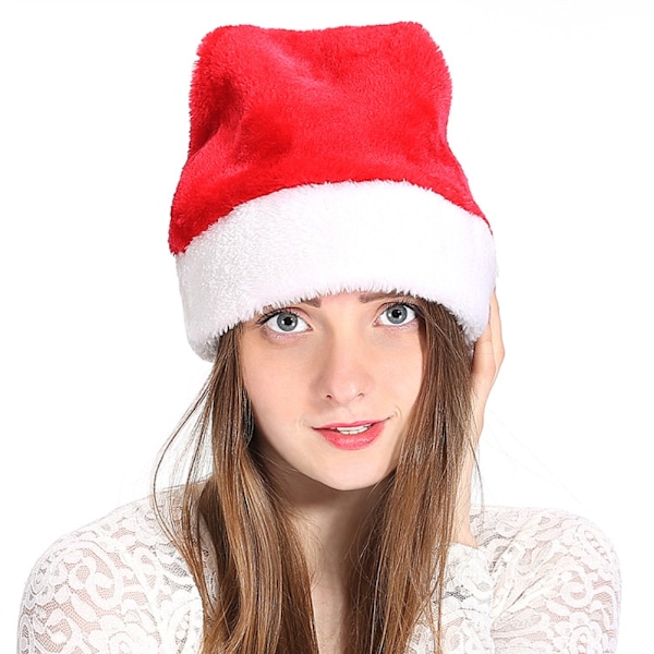 4 stk. Julemandshatte til voksne Julehat vinter plys hat unisex komfortable julehatte kostume tilbehør