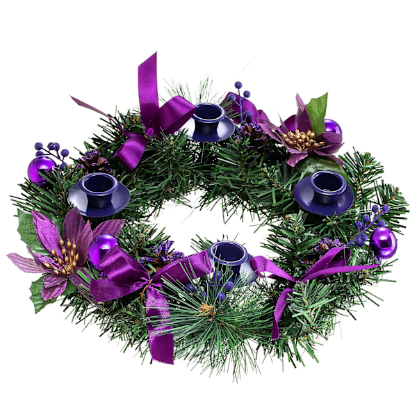 Advent Candlestick, Purple Ribbon, Advent Menorah Christmas Decoration For Home Church