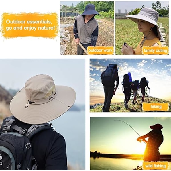 Solhatt Anti-UV UPF 50+ Utomhus Fiskehatt Bredbrättad Fiske Ca{ee} A