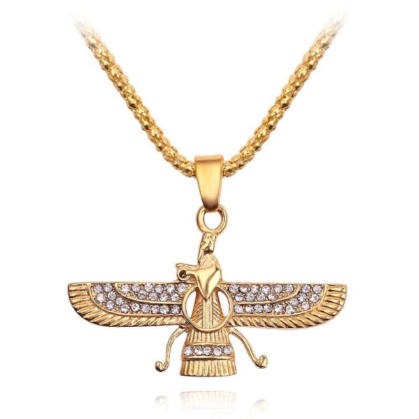 Guldfärg Zoroastrian Farvahar Wing Halsbandshänge - Legering Zoroastrianism Persiska Achaemenian Herrsmycken