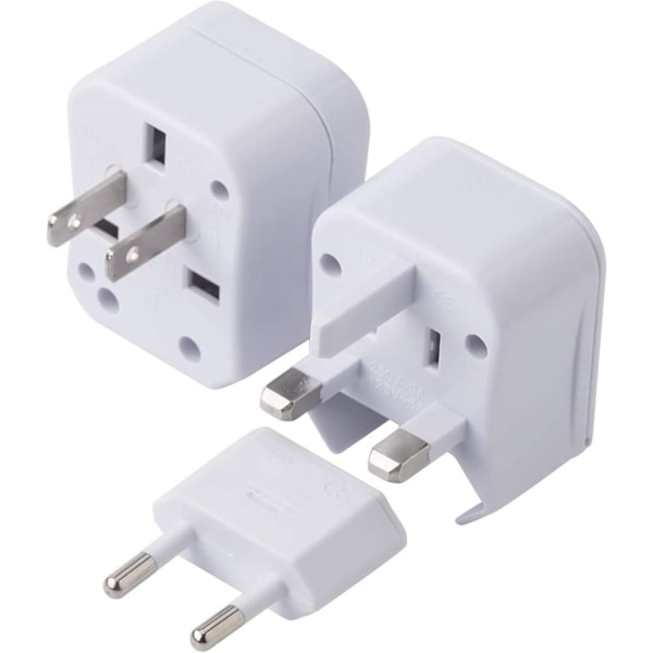 Reseadapter - EU för alla uttag - Universal Internationell Strömadapter - 3-i-1 Kontakter - 220V (Vit)