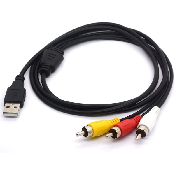 USB till 3 Rca-kabel, USB hane till 3 Rca hane splitterkabel Videokamera Ljud Video Av kompositförlängningskod för Mac PC Tv Converter M/m 1,5m