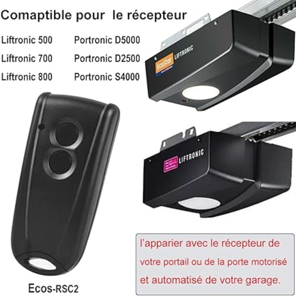 Ecos-RSC2 433 MHz Fjärrkontroll för Garageport, Ersättning för Ecostar RSC2, RSE2