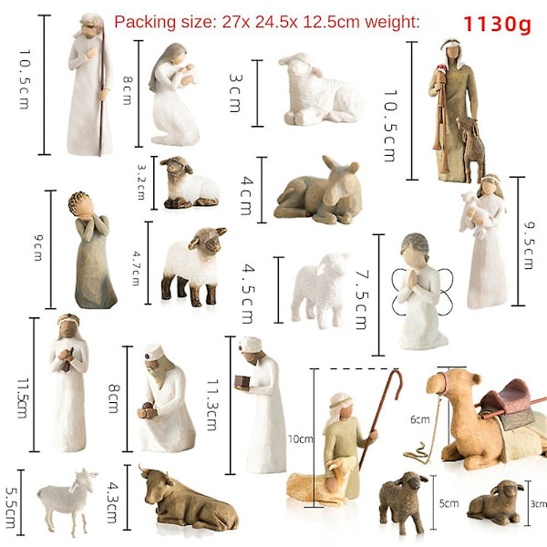 Willow Tree Julekrybbefigurer Sæt Statue Håndmalet Dekoration Julegave ~ Jesus 10 piece set