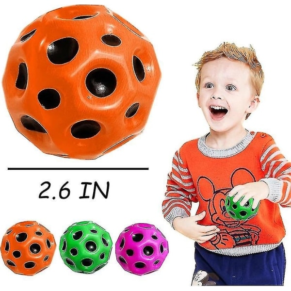 6-pack Astro Jump Balls, rymdtema studsbollar i gummi för barn