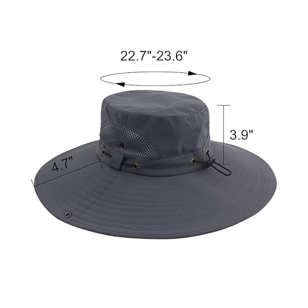 Solhatt Anti-UV UPF 50+ Utomhus Fiskehatt Bred Brim Fiske (Grå){ee} F