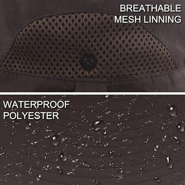 Solhatt Anti-UV UPF 50+ Utomhus Fiskehatt Bred Brim Fiske (Brun){ee} E