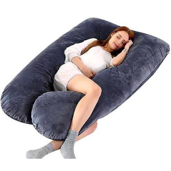 Graviditetspute U-formet, Gravid Pute Full Kroppspute med Avtakbart Trekk Svart{f2}