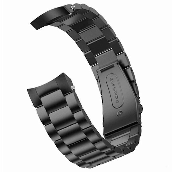 Til Huawei Watch GT 5 46mm Urrem Tre Perler Rustfrit Stål Udskiftningsrem Black