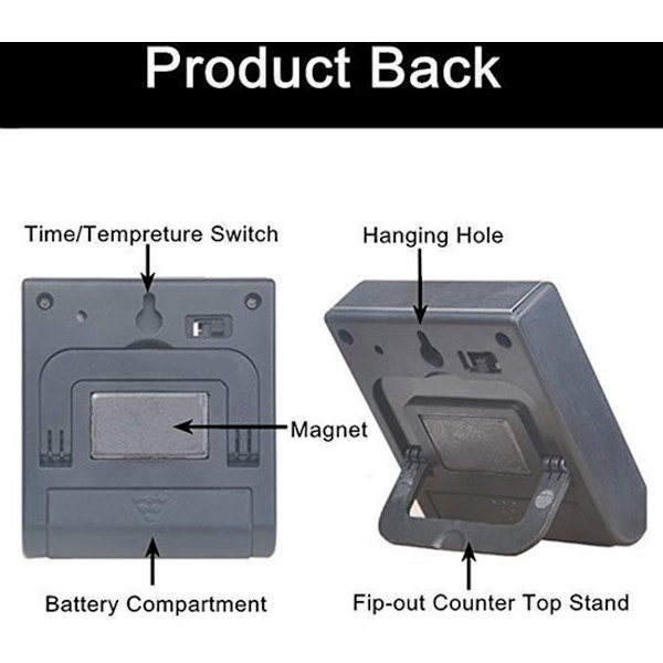 Kødtermometer - Køkkentermometer - Rustfrit stål - Digital - Grilltermometer - Med timer - Magnetisk - Termometer også velegnet til kød, grill, ovn