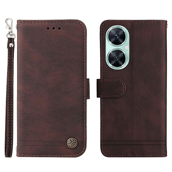 Präglat Läderplånboksfodral med Ställ för Huawei Nova 11i / Maimang 20 / Enjoy 60 Pro Brown