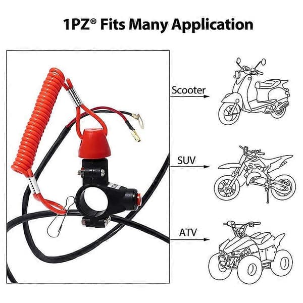 Emergency Stop Switch Lanyard Emergency Stop Engine Stop Switch Push Button for ATV Motorcycle Boat Breaker