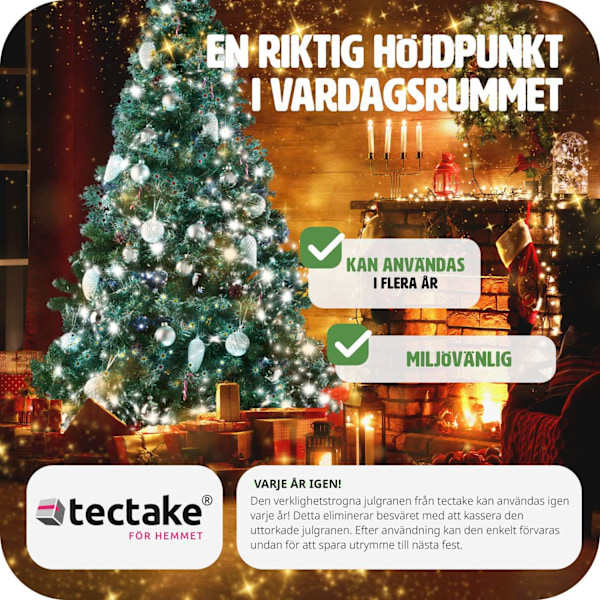 tectake Kunstig juletre med kjegler og metallstativ, 180 cm Green Green