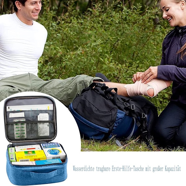 2-delt medisinpose, medisinpose, reisekit, førstehjelpspose, tom, stor