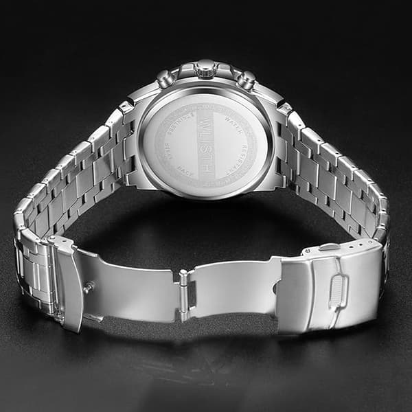 Herrklocka 47mm Klassisk Design Rostfritt Stål Med Presentförpackning Svart Urtavla Analog Quartz Armbandsur För Män