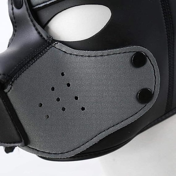 Hundemaske, blød latex Pet Play Hundemaske hvalpemaske sort læder Dt{f2}
