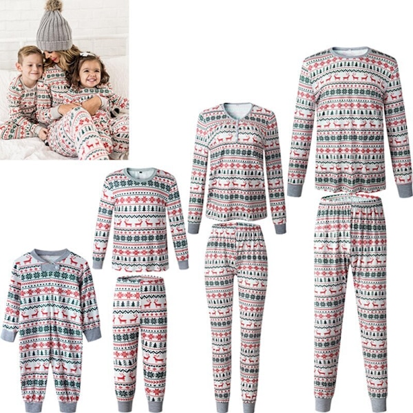 Julepyjamas - Matchende Familiepyjamassett - Mamma, Pappa, Barn - Klær - Antrekk - Babyjente - Nattøy Baby-9M