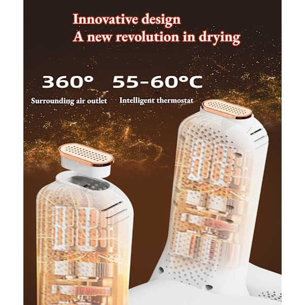 Electric Shoe Dryer, Portable Silent Boot Dryer with Constant Temperature Timer, Retractable Shoe Head, Smart Boot Deodorizer