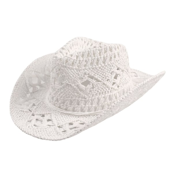 Cowboy-hattu Klassinen Vintage Kaiverrettu Unisex Kihara Reuna Leveälierinen Miesten Aurinkohattu Kalastushattu{EE} White