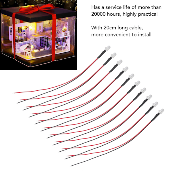 10 kpl LED-valoja 5 mm Esiasetetut Elektroniset LED-valot Koristeluun 5-12V Punainen Valo