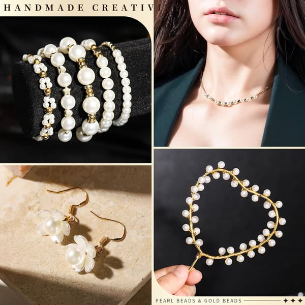 Pärlor för armband, 720 st pärlor för armband, vänskapsarmband, guldpärlor Förälder Krämvit & Guld