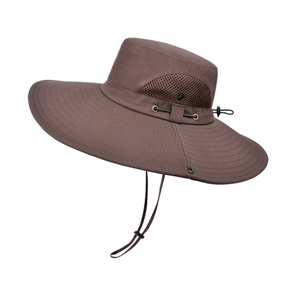 Solhatt Anti-UV UPF 50+ Utomhus Fiskehatt Bred Brim Fiske (Brun){ee} E