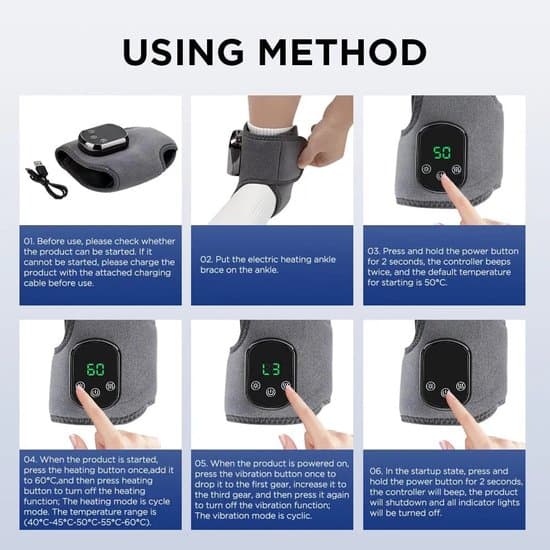 3-i-1 fotmassagerare med värme och vibration för cirkulation och smärtlindring