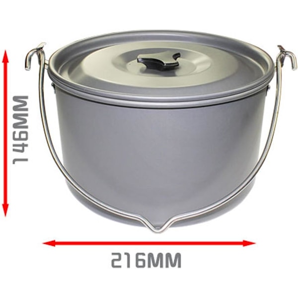 Hengegryte for camping, aluminiumslegering, matlagingsgryte, bålvarmeovn{EE}