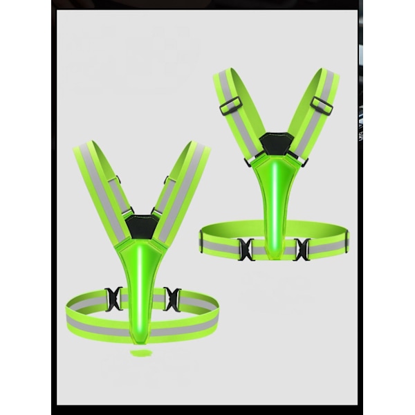 LED Refleksvest USB Genopladelig Løbeudstyr Natlys Vest Sikkerhedsudstyr Justerbar Elastisk Størrelse Natløb LED