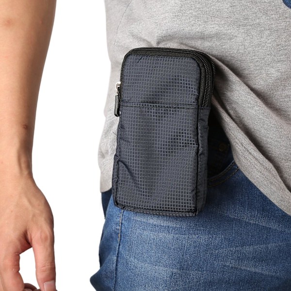 Matkapuhelimen vyölaukku, crossbody-matkapuhelinlaukku, ulkoiluun sopiva nailoninen olkalaukku, jossa vyölenkki ja karabiinihaka, laivastonsininen Navy blue 10*18*3.5 CM