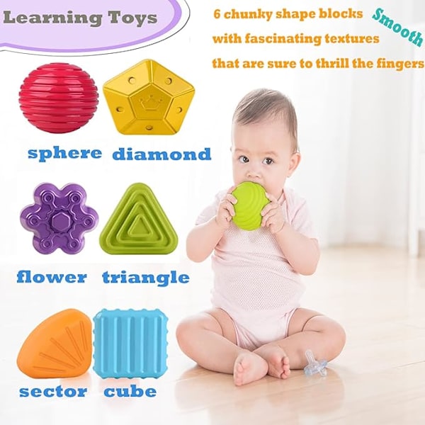 Legetøj til 1-årige, Baby Sorteringslegetøj Farverig Kube og 6 stk. Mult