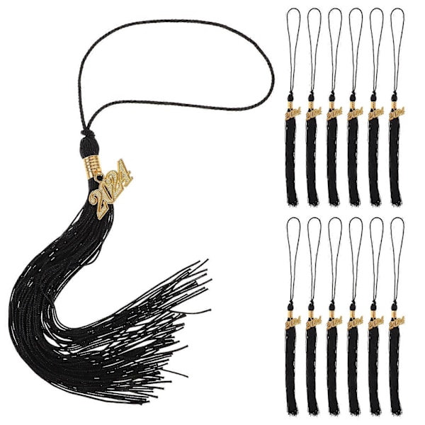 12 stk. dimissionskvaster akademiske dimissionshuekvaster dimissionshat dekorationer DIY kvaster 40X3,5cm 40X3.5cm Black
