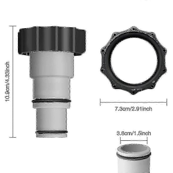 2-pak Intex A-serie slangeadapter med gevindkrave og tætningsringe (32 mm slanger til 38 mm)