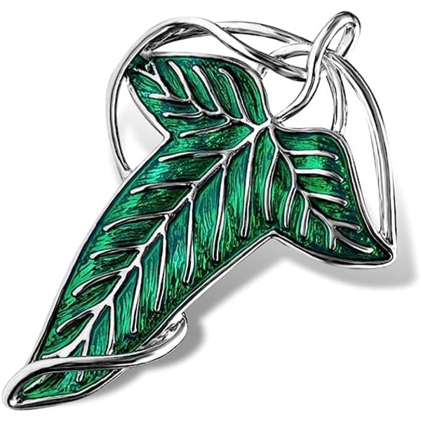 Elegant Jultomte Grön Trädblad Emalj Nål Brosch För Kvinnor Män Kostym Kedja Halsband, Sagan om Ringen Cosplay Nål Julklappar