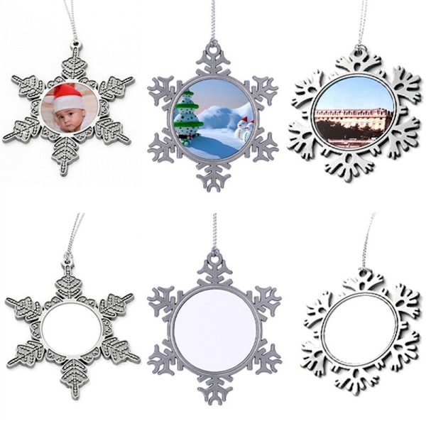 12 stk DIY Sublimering Snøfnuggpynt Blank Julepynt Metalloppheng for Julebord