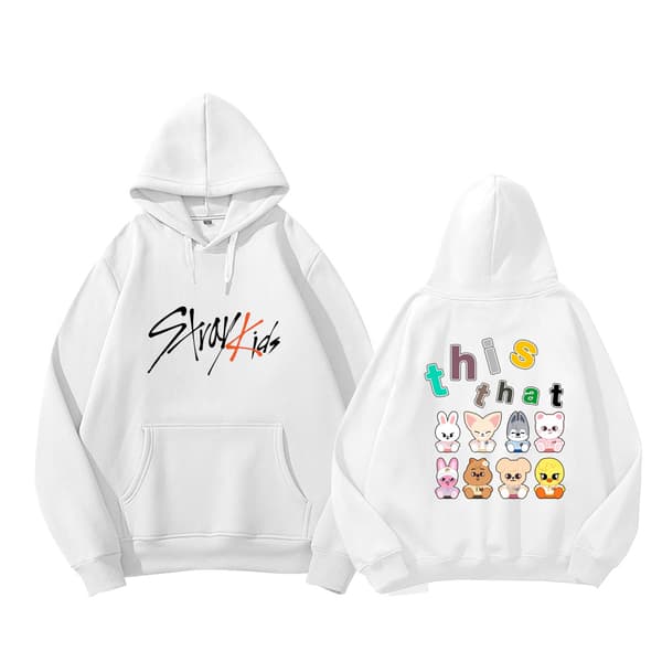 Vinterfleece hettegenser med tegneserietrykk - Unisex varm genser E-Puppy-Black XL