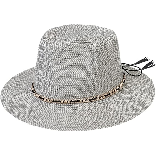 Sommer Stråhat, Bredskygget Sammenfoldelig Dame & Herre, One Size, Strandhat{ee] F beige + gray