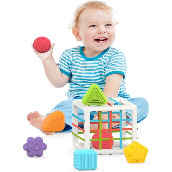 Leker for 1-åringer, Babysorteringsleke Fargerik kube og 6 stk Mult