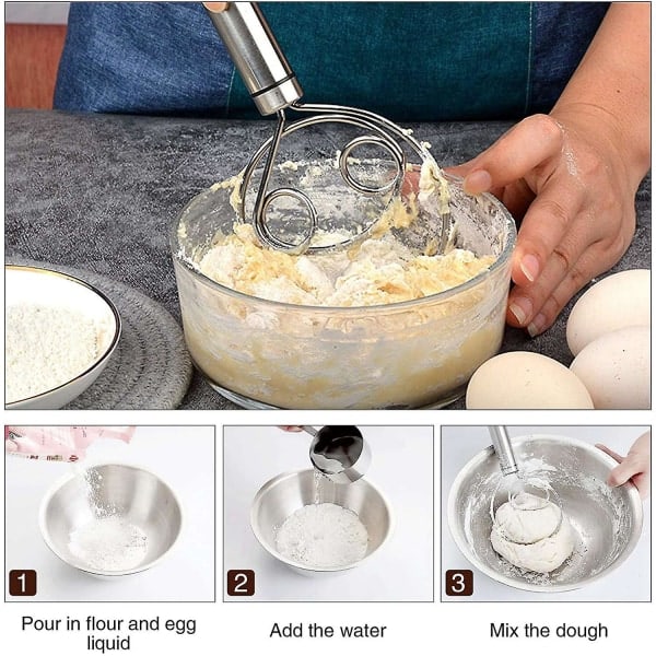Danska Degvispar, 2-pack Premium Rostfritt Stål Holländsk Visp, Stor Handmixer Artisan Blender Fo